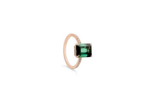 "Herolino" Ring mit grünem Turmalin und Diamanten in Roségold